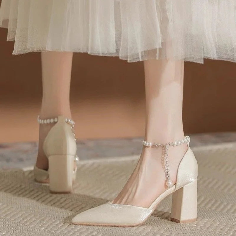 Elegant Pearl-Embellished Satin